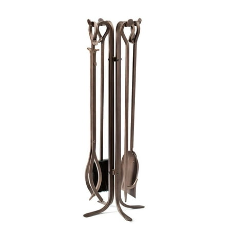 Hand Forged Iron Fireplace Tools Stand Set Bronze Walmart Com