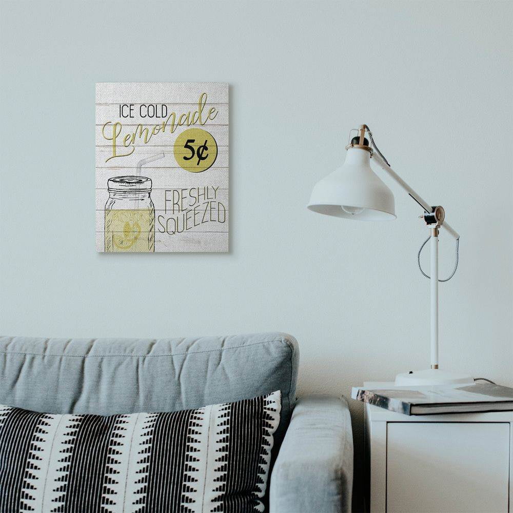 Stupell Industries Lemonade Country Sign Wood Textured Word Design Super Canvas Wall Art by Lauren Gibbons