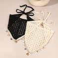 thumbnail image 6 of Head Scarf Gsakboxl Women Crochet Knitted Headscarf With Shell Decor Elegant Summer Headwrap Headbands Hair Accessories Beige, 6 of 8