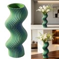 Modern Floral Pattern Table Modern Sculptural Flower Vase, 3D Printed Wavy Stripe Design for Faux ...