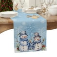 thumbnail image 3 of Table Runner 72 Inches Long for Kitchen Dining, Winter Blue Snowman Christmas Dresser Scarf Farmhouse, Dining Table Decorations for Wedding/Parties, Snowflake Xmas Tree 18 x 72 In, 3 of 9