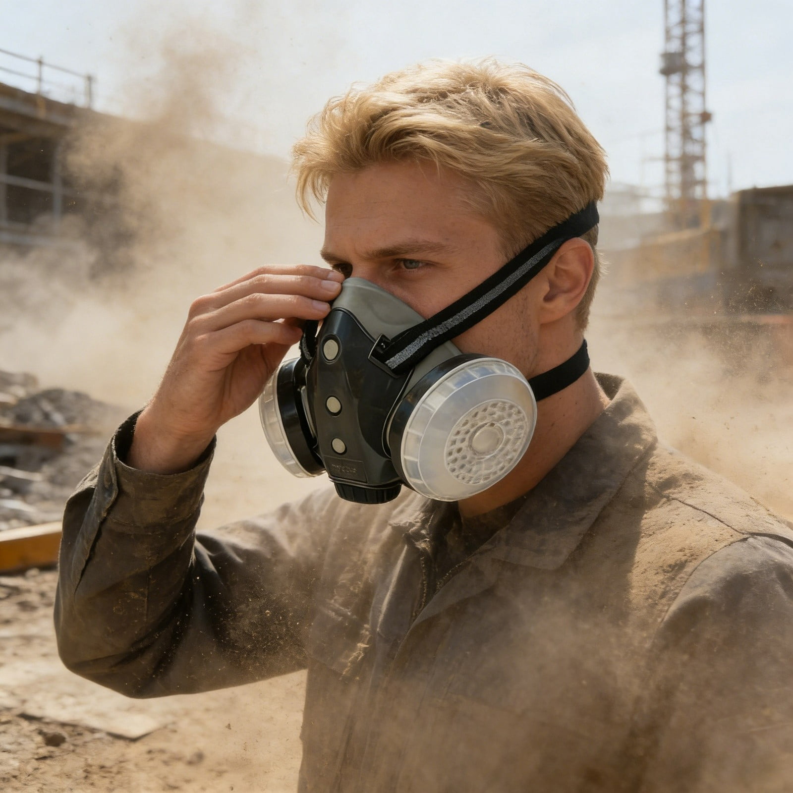 Dust Proof Integrated Respirator Mask Industrial Grade Face Shield for Spray Painting & Grinding with Replaceable Filters