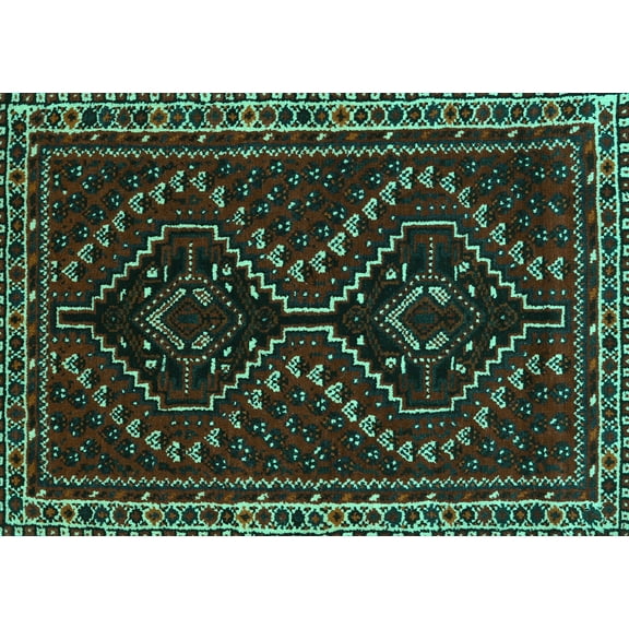 Ahgly Company Machine Washable Indoor Rectangle Persian Turquoise Blue Traditional Area Rugs, 5' x 7'