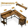 thumbnail image 3 of Walsunny Gaming Computer Desk L Shaped Home Office Desks with power outlets and Cabinet, Large Work Table Student Kids Desk Study Workstation Rustic Brown, 3 of 7