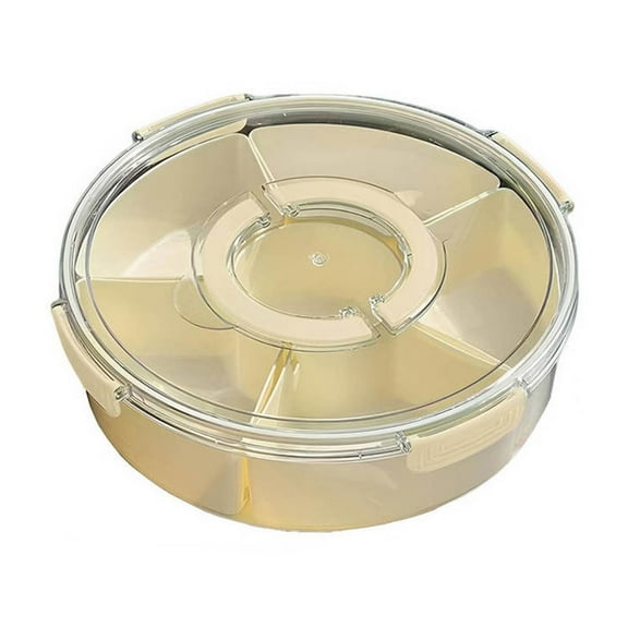 YIKA Tupperware Container Six Point With Handle Kitchen Sealed Spice Storage Box Transparent Dried Fruit Snack Tray Large Capacity Refrigerator Fresh-keeping Box Kitchen Storage white