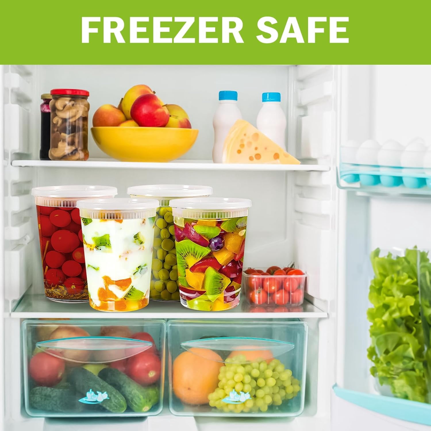 50 Pack 32oz Plastic Food Storage Containers, Leakproof Clear Soup Containers With Airtight Lids, Heavy-Duty Deli Containers, Stackable, Freezer, Dishwasher, Microwave Safe