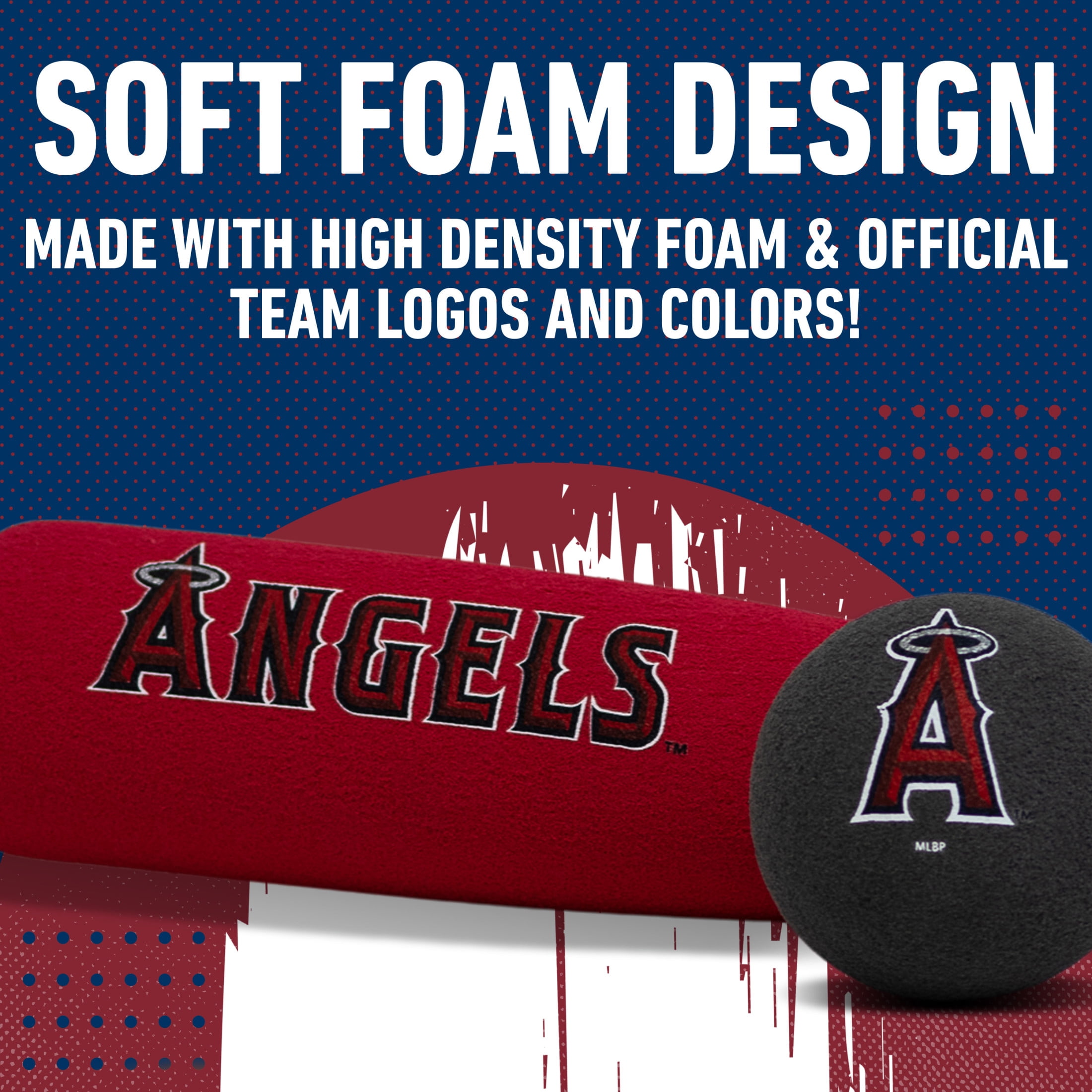 Franklin Sports MLB Los Angeles Angels Foam Bat + Ball Set, 21 in