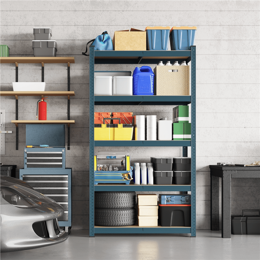 Alden Design 5-Shelf Boltless & Adjustable Steel Storage Shelf Unit, Neptune Blue