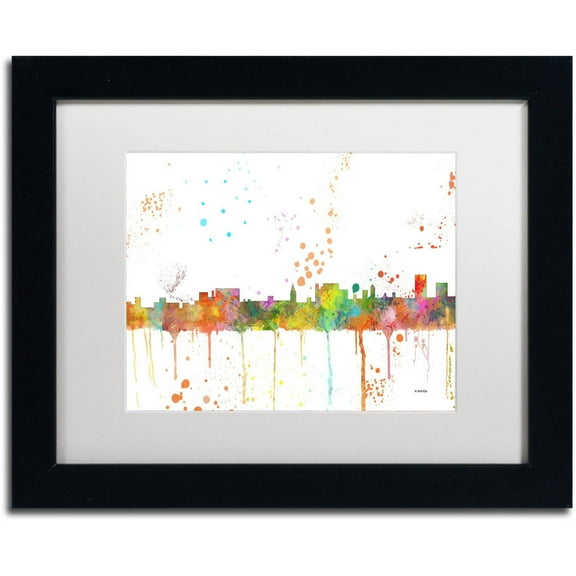 Trademark Fine Art "Cheyenne Wyoming Skyline" Canvas Art by Marlene Watson, White Matte, Black Frame