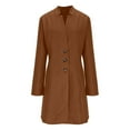 thumbnail image 6 of Long Winter Trench Coat Overcoat For Ladies With Slim Fit Design Color: Brown Size: XL, 6 of 7