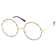 thumbnail image 3 of zeroUV Unisex Retro Lennon Style Mid Size Metal Frame Clear Lens Round Glasses 51mm (Tortoise-Gold / Clear) - 51mm, 3 of 5