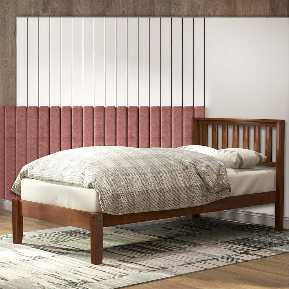 12 Inch Wood Platform Bed with Headboard / No Box Spring Needed / Wood