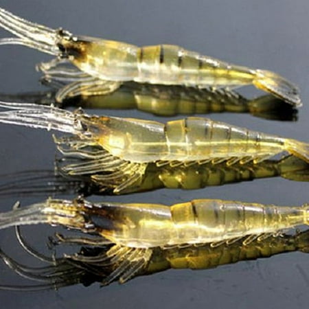 Visland 3Pcs Soft Shrimp Shape Fishing Lures Shrimp Lure Weedless Soft Swimbaits for Bass Trout Pike Fishing Baits Freshwater and Saltwater