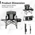 thumbnail image 3 of Folding Camping Chair, Heavy-Duty Director Chair Supports 400lbs for Adults with Side Table, Cooler Bag, Storage, Strap, Portable Makeup Chair Suitable for Fishing Picnic, 3 of 9