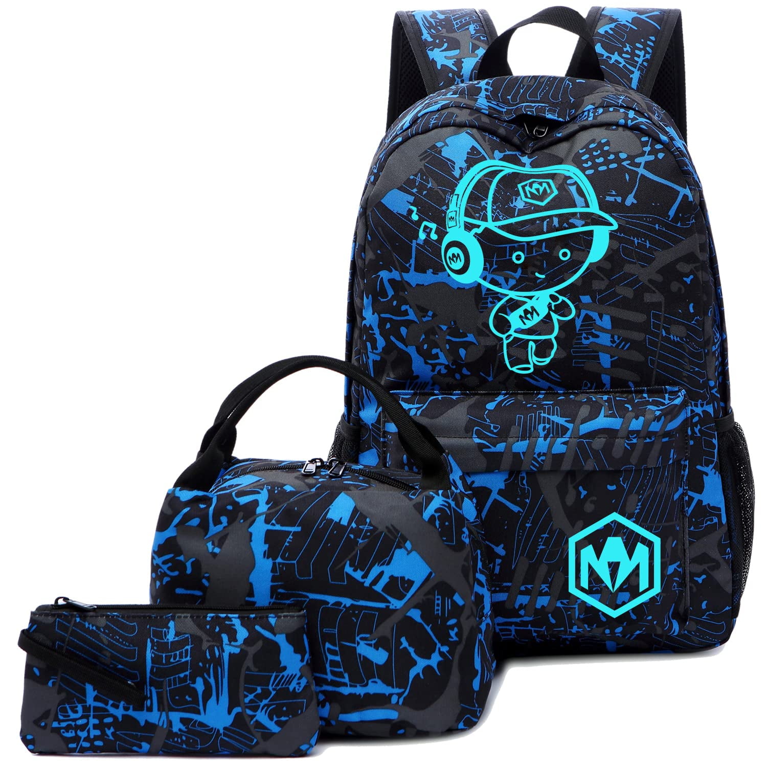 BLUBOON School Backpack for Boys Teens Bookbag Travel Daypack Kids Girls Lunch Bag Pencil Case Blue 3pcs Walmart