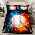 thumbnail image 2 of Feelyou Baseball Sports Boys Twin Sheet Sets, Blue Orange Twin Fitted Sheet, Neon Gradient Lightning Flat Sheet, Breathable Home Decor, 3 Pieces, 2 of 7