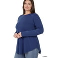 thumbnail image 2 of Zenana Women's Relaxed Fit Long Sleeve Round Neck & Hem Jersey Tee Shirt Top, 2 of 2