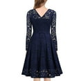 thumbnail image 5 of ROMANCE VICTORY Women's V Neck Long Sleeve Vintage Floral Lace Party Cocktail Pencil Dress, 5 of 10