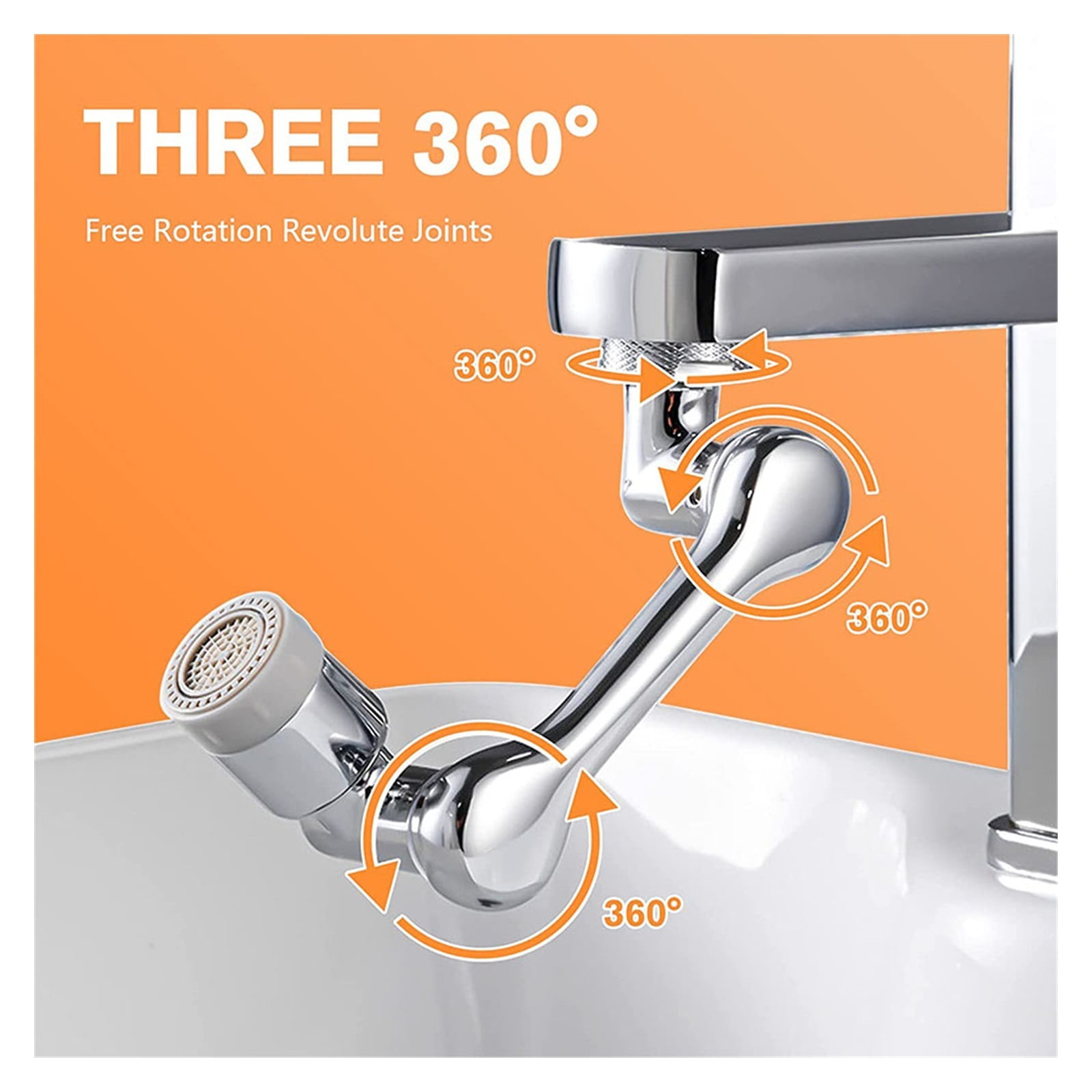 Universal 1080° Rotation Extender Faucet Aerator Plastic Splash Filter Kitchen Washbasin Faucets Bubbler Nozzle Robotic Arm ,Water Saving
