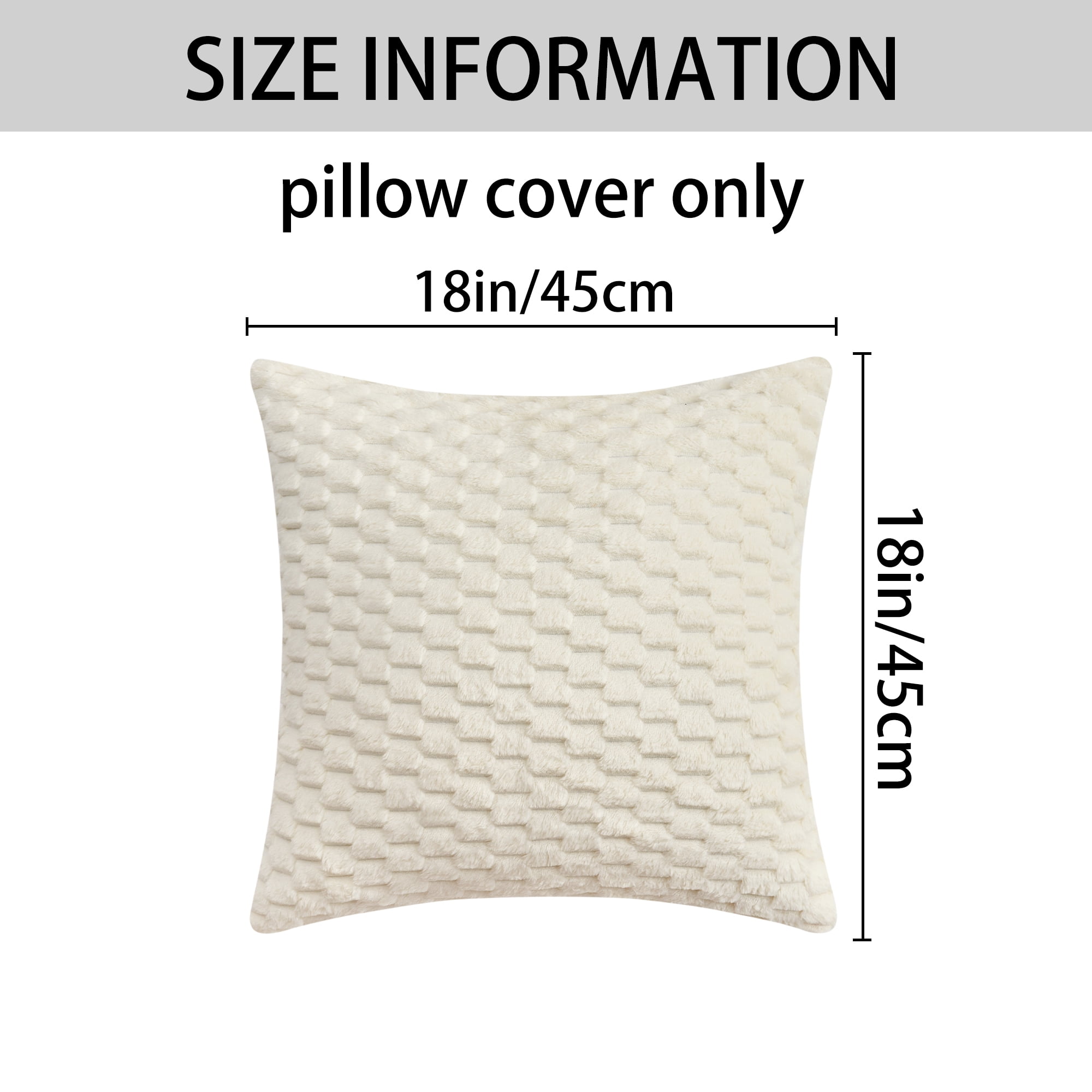 Unique Bargains 4 Pcs Pack of 4 Soft Fuzzy Plush Cushion Cover White 18" x 18"/22" x 22"