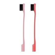 Kitsch Pro Dual Edge Mini Hair Brush and Comb, 2 Count, Nylon Fine Tooth All Purpose Combs, Blush