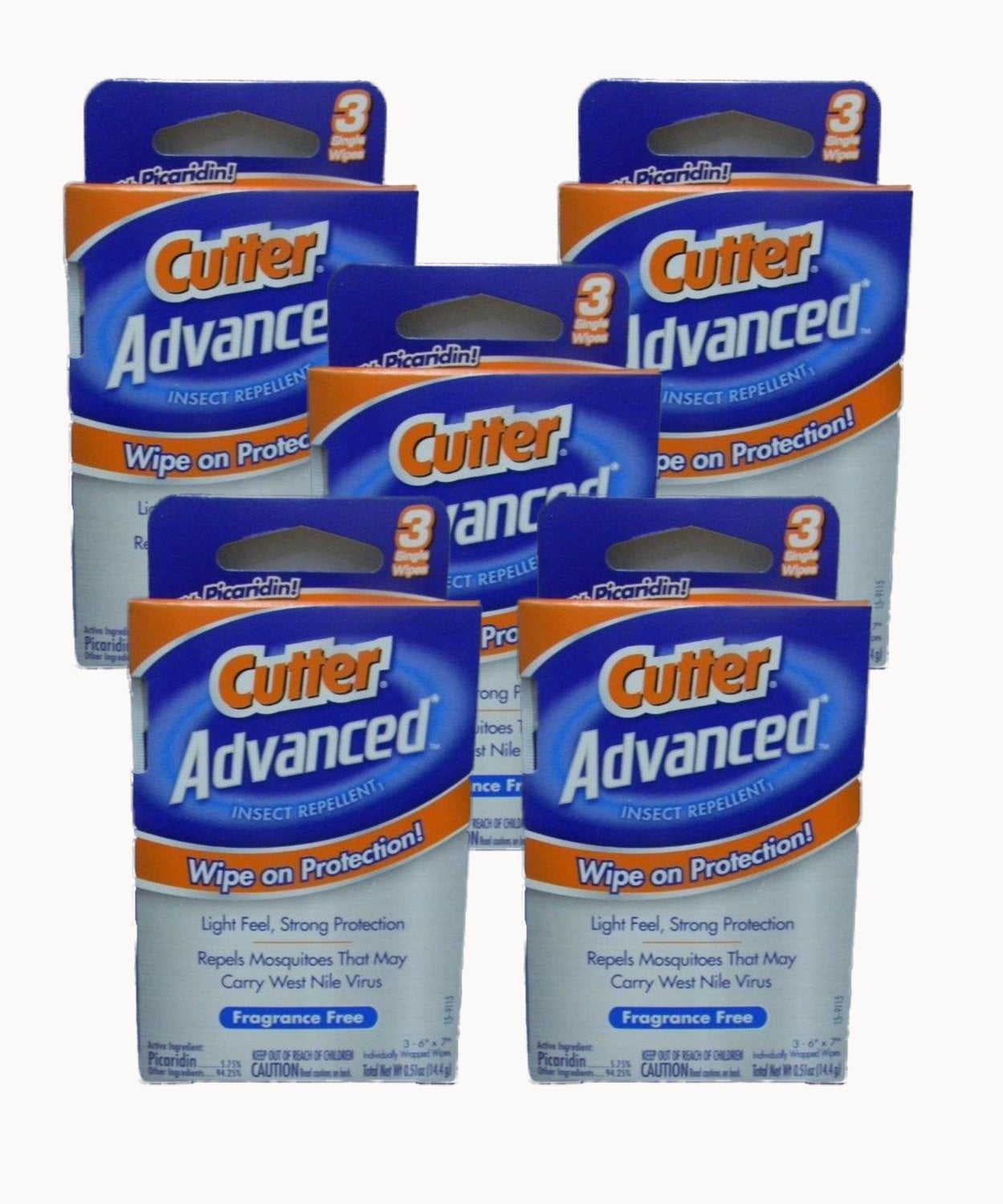 Cutter Advanced Insect Repellent Fragrance Free Wipes 6x7, 3 Count