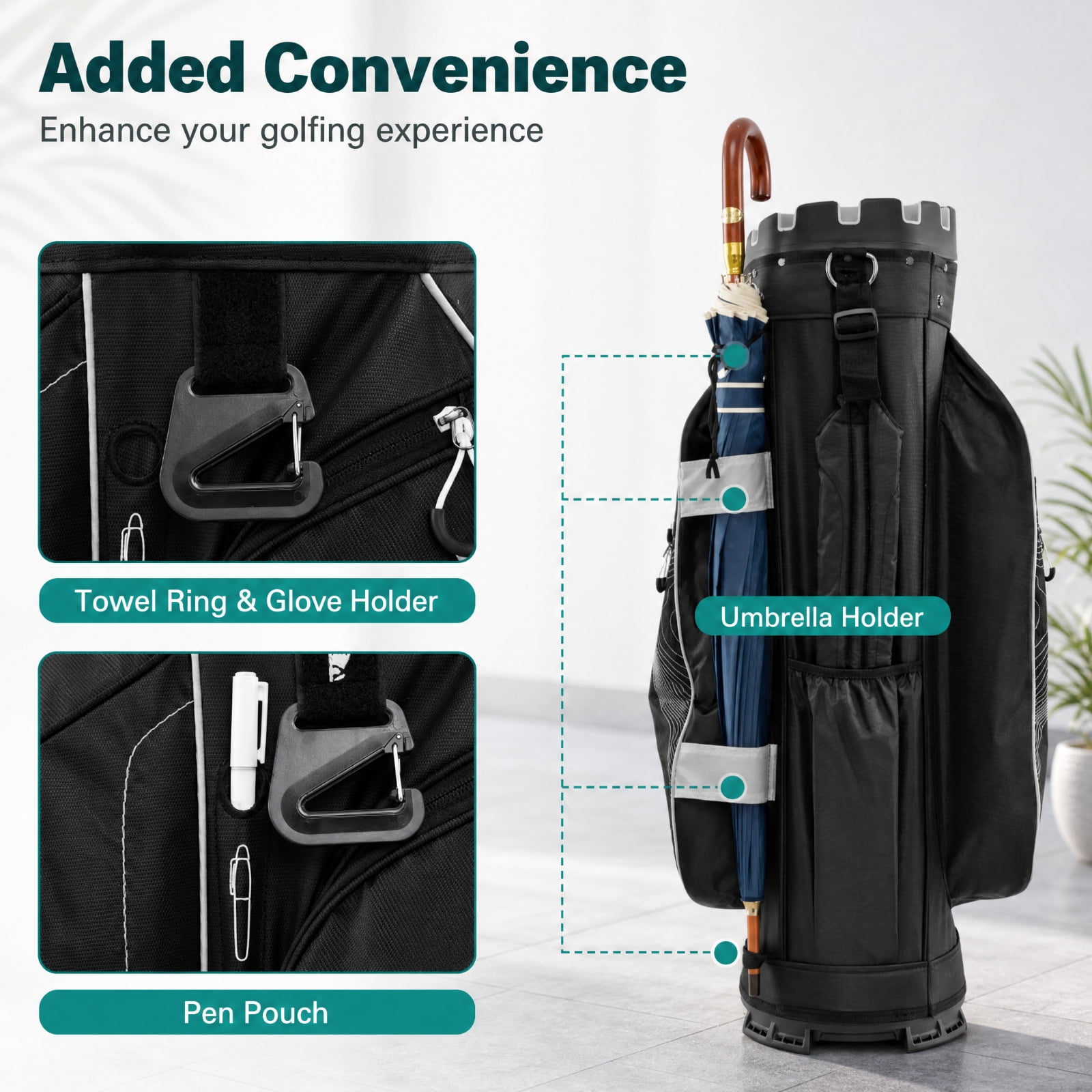 Airfind Molded Lock Top Golf Cart Bag with 14 Way Full Length Dividers and 11 Pockets, Gray Golf Club Bag with Dividers