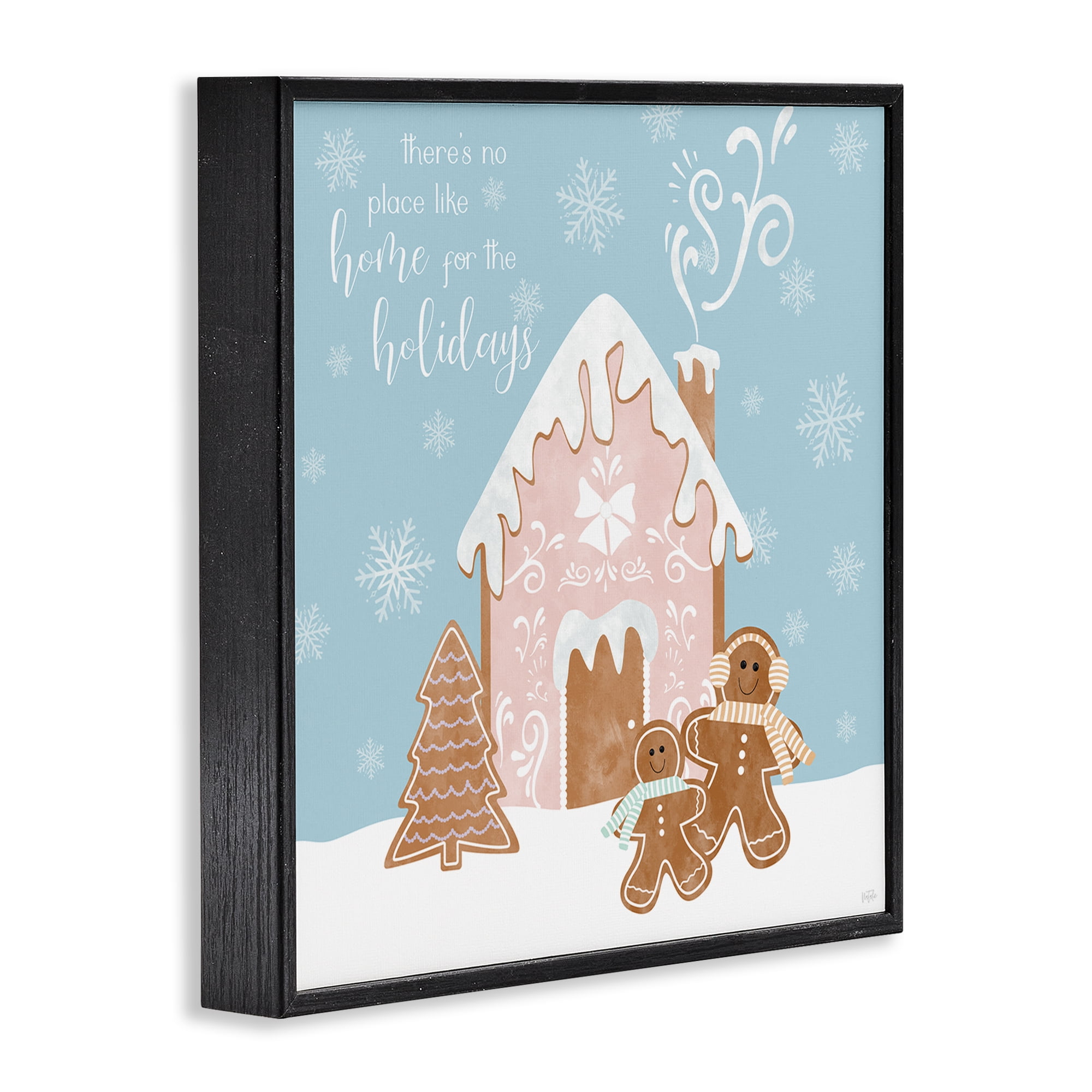 Stupell Industries Holiday Gingerbread Family Holiday Painting Black Framed Art Prints Wall Art, 17 x 17