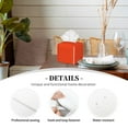 thumbnail image 3 of Zufioo Orange Tissue Box Cover, Tissue Box Cover Holder Square PU Leather for Bathroom Vanity, Countertops, Dressers, Night Stand, Parlors and Offices, 3 of 7