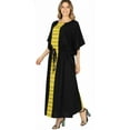 thumbnail image 3 of HAPPY BAY Women's Summer Loungewear Plus Size Caftan Maxi Boho Nightwear 2X-3X Yellow, Solid, 3 of 4