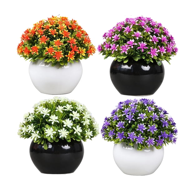 Mini plantas artificiales en macetas, pequeñas plantas artificiales para decoración del baño del hogar, plantas artificiales