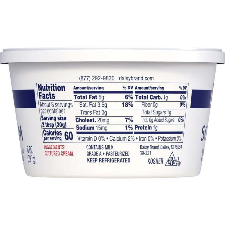 Daisy Pure and Natural Sour Cream, 8 oz Tub (Refrigerated
