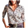 thumbnail image 2 of Blouses for Women Long Sleeve Lapel Collared Graphic Print Button Down Spring Shirts Dressy Casual Work Business Tops, 2 of 4