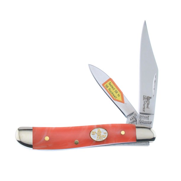 Steel Warrior Candy Cane Red Celluloid Peanut Stainless Pocket Knife