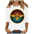 thumbnail image 2 of BLTIBY 2025 Bee Shirts for Women 3/4 Length Sleeve Tunic Tops Funny Cute Bee Graphic Tee Blouse Summer Casual Tshirt Ladies Gifts Pullover Tops White 7 4XL, 2 of 5