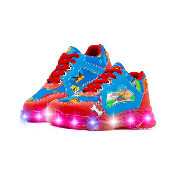 Tenis Luces Pequeños Pasos Paw Patrol Antiderrapante 18-21.6 rojo