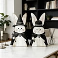 thumbnail image 7 of Easter Bunny Wooden Figures Wooden Easter Bunnies Standing Tabletop Ornament Cute Couple Figurines for Table Centerpiece Spring Farmhouse Decor Easter Gift 3.15x7.08 Inch (2Pcs), 7 of 7