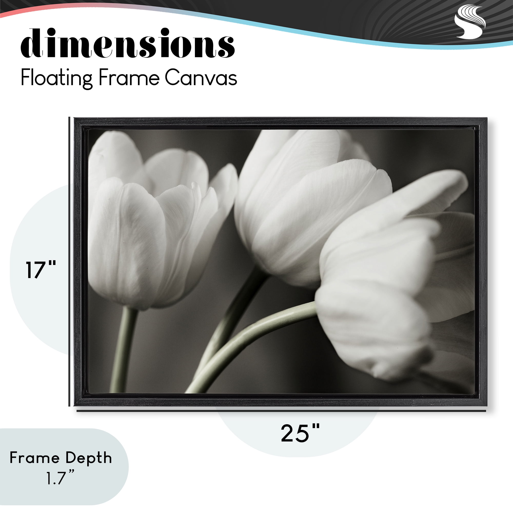 Stupell Industries Row Of Monochrome Tulips Black Framed Floater Canvas Wall Art, design by Tom Quartermaine