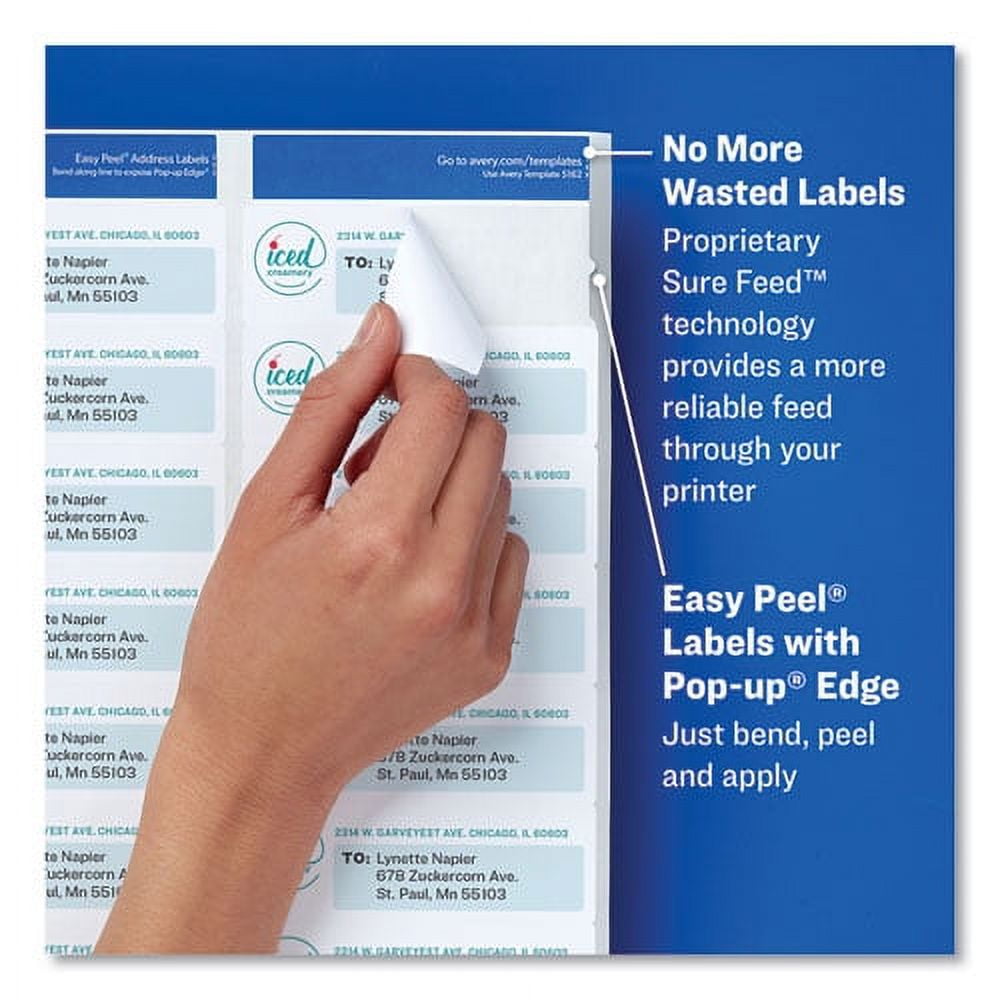 Easy Peel White Address Labels W/ Sure Feed Technology, Laser Printers, 1 X 2.63, White, 30/sheet, 100 Sheets/box | Bundle of 10 Boxes