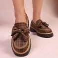 thumbnail image 4 of Women’s Summer Loafers Plus Size Slip On Chunky Heel Low Heel Plaid Bowknot British Style Niche Versatile Outdoor Trendy Brown 7, 4 of 9