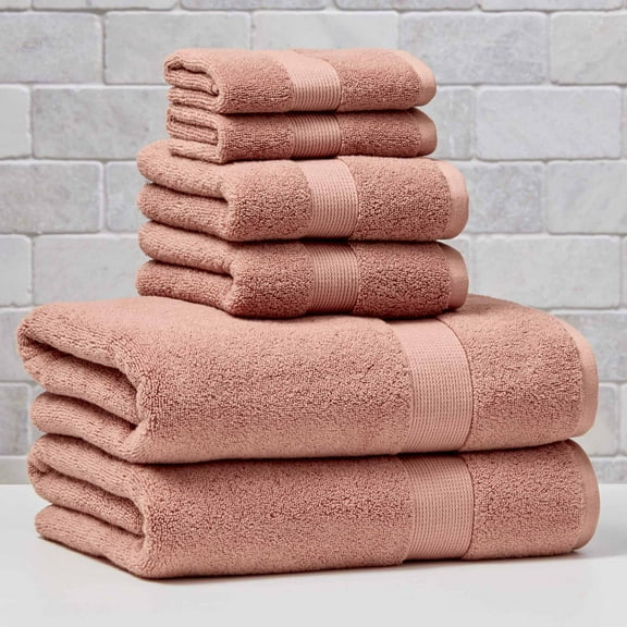 Better Homes & Gardens Signature Soft Solid Cotton 6 Piece Bath Towel Set,Old Rose