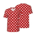 thumbnail image 3 of Daiia Red Polka Dot Mens Baseball Jersey Button Down Shirts Short Sleeve Sports Uniforms-Large, 3 of 9