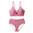 thumbnail image 4 of qucoqpe Womens Swimsuits Summer Cutout Crisscross Ruched Two Piece Bathing Suit High Waisted Bikini Sets, 4 of 5