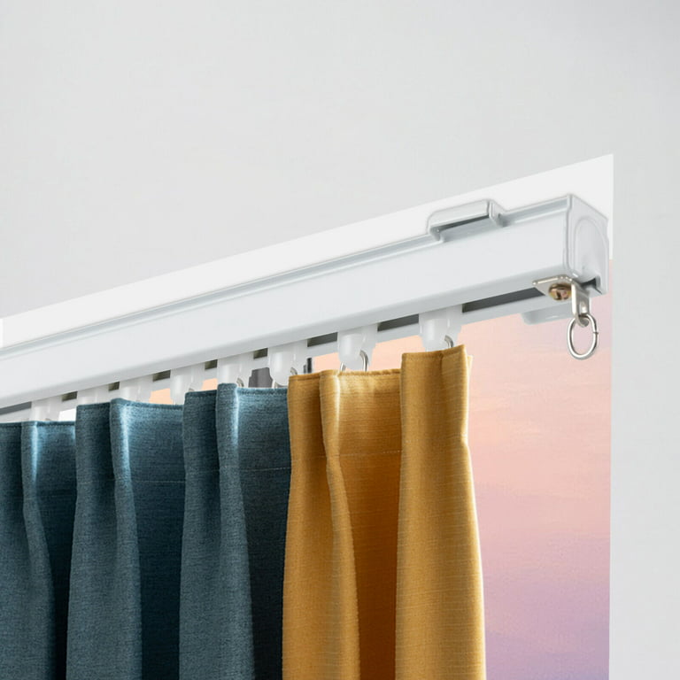 Flexible Bendable Ceiling Curtain Track, White Curved Ceiling Mount Curtain  Rail with Hooks & Accessories Set (3m/9.8 ft) 