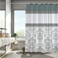 thumbnail image 5 of Gray Taupe Boho Shower Curtain Sets,Farmhouse Moroccan Paisley Bathroom Shower Curtains,White Antique Floral Waterproof Fabric Bath Curtain12 Hooks 72x72 in, 5 of 6