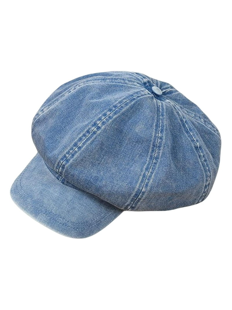 Denim Newsboy Caps Vintage Soft 8 Panels for Women Girls Flat Caps