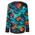 thumbnail image 7 of IYYVV Womens Halloween Shirts Long Sleeve Crewneck Casual Dressy Tops Funny Ghost Pumpkin Graphic Halloween Fall Fashion Tops Cyan XL, 7 of 7
