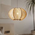 thumbnail image 3 of Arturesthome Vintage Scandinavian Wood Pendant Lights Woven Lantern Chandelier Pendant Lamp Shade, Hanging Ceiling Light, Handmade Lampshade, 3 of 21