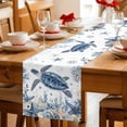 thumbnail image 5 of Blue Turtle Coastal Table Runner 36 Inches, Beach Starfish Nautical Coral Shell Bed Runner Dresser Scarves Tabletop for Indoor Outdoor Parties/Ceremony/Banquet, 13"x 36", 5 of 9