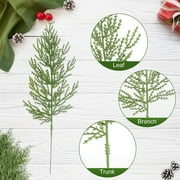 ZDWQFA 20Pcs Artificial Cedar Sprigs Faux Cedar Spray Branches Cedar Twig Cypress Stems Pine Picks Plastic Greenery Ceder Pine Stems Christmas DIY Accessories for Holiday